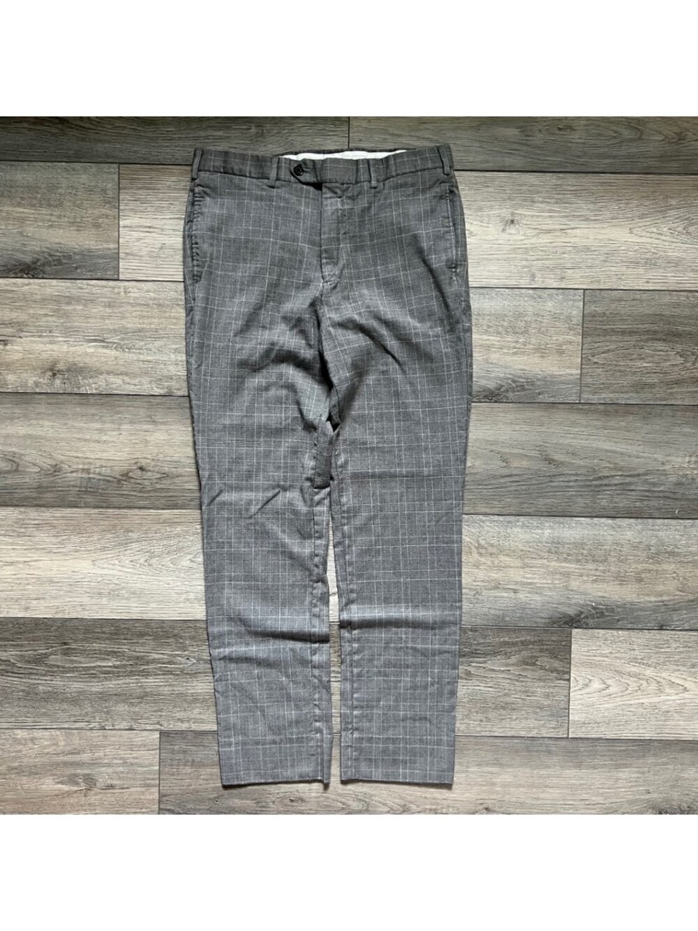 Brooks Brothers Men's 34x32 Lambswool Dress Pants Regent Fit Gray Plaid Trousers